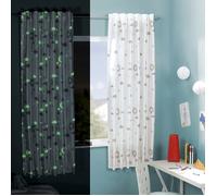 Rideau Fluorescent de Chambre d'enfant LA Magie 145x175 cm Etoile Pattes cachées ou Ruban Volant Rideau Blanc pour Les Filles