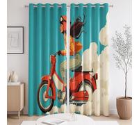 Rideau Fournitures de Chambre Personnages de Bande dessinée Moto Bleu Clair La Taille du Rideau est 140 x 160cm,Il y a Deux pièces à l'intérieur, pour Balcon
