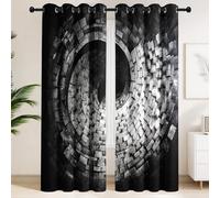 Rideau Future-Tech Industriel Occultant, Lot de 2 Panneaux 140L X 180H cm, Tunnel Spatial Sci-FI Cyber, Réfractions de Lumière & Cubes Géométriques Rideaux Isolants Thermiques pour Salon et Chambre