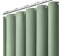 Rideau gaufré douche robuste hôtelière - Rideau de douche en tissu imperméable dynamène vert pois, 182,9 x 182,9 cm