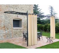 Rideau Gazebo Avec Bretelles Boutons CM 160X270 Couleur Crème Couverture