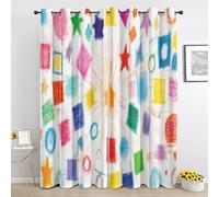 Rideau Graffiti Enfant Coloré - Rideaux à Oeillets Occultant Cercle Étoiles Géométrique - Draperies Thermique Isolant 2 Panneaux - pour Salon Chambre - 175 x 260 cm Ch260