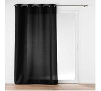 Douceur d'Intérieur Rideau à Oeillets (140 x 280 cm) Soline Noir, Polyester Uni
