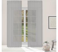 Rideau Gris - Voile - Vitrage - Rideau de verre - Flint - Translucide - Longueur réglable - Convient pour tringle & rails - 140x280cm