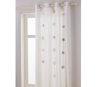 Rideau guirlande à ?illets tamisant étoiles rose 135X240