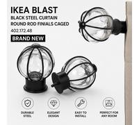 Rideau IKEA en acier noir éclaté finitions tringle ronde cage 402.172.48 NEUF