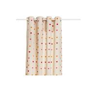 Atmosphera - Rideau imprimé cœur en coton recyclé - 140 x 260 cm - Beige Beige G