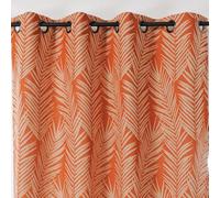 Rideau Imprimé Feuille De Palmier Coton Orange 140x240 Cm