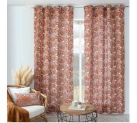 Rideau imprimé feuilles à oeillets Brique 140x240 cm