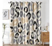 Rideau Imprimé léopard Taupe - Rideau Occultant Thermiques Art Abstrait Moderne, Lot de 2 Rideaux à Oeillets pour Decoration Chambre Salon, Draperies Intérieurs Fenetre, 140x260 cm (LxH)