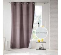 Rideau a oeillets 140 x 260 cm polyester uni thermique icemount Taupe Marron G