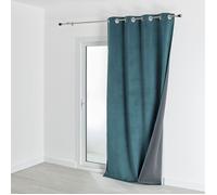 HomeMaison.com Rideau occultant Thermique - Rideau Velours - Rideau doublé Polaire - Rideau Bleu Paon - Rideau 135 x 280 cm - Rideau oeillet Argent - Rideau Opaque pour fenêtre