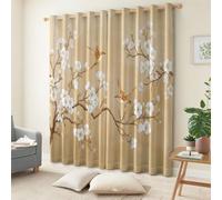 Rideau Isolant Fleurs De Prunier Chinoise sont Élégantes Rideau Occultant Thermiques Anti Froid et Chaleur, Économie d'Énergie, Idéal pour Chambre et Salon 117 x 229 cm, Beige, 2 Pièces