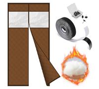 Rideau isolant magnétique pour porte, coupe-froid thermique hiver, convient aux portes de 60-150 cm (L) × 180-240 cm (H), housse matelassée économique en énergie(Brown,110X180cm)