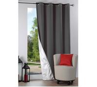 Rideau isolant occultant à œillets anthracite - LOVELY CASA - Nelson - Gris - 135x240 cm - Occultant