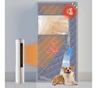 Rideau isolant thermique magnétique pour porte, ouverture latérale, fenêtre PVC transparente, tissu Oxford imperméable avec rembourrage en coton(Gray,100X235cm)