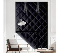 Rideau Isolant Thermique pour Porte de Garage Ou Sous Sol Store Thermique étanche Contre Le Froid et Le Vent Facile à Installer avec Bande Auto Agrippante(Noir,119x119cm)