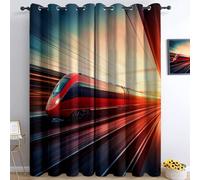 Rideau Isolant Train Moderne Rideau Occultant Thermiques Anti Froid et Chaleur, Économie d'Énergie, Idéal pour Chambre et Salon 110 x 215 cm, Multicolore, 2 Pièces