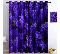 Rideau Isolant Vue Aérienne des Plants De Lavande Rideau Occultant Thermiques Anti Froid et Chaleur, Économie d'Énergie, Idéal pour Chambre et Salon 150 x 166 cm, Violet, 2 Pièces