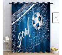 Rideau Isolation Thermique à Œillets Bleu, Filet De Football Sportif Rideau Occultant, 280x260 cm Anti Bruit Anti Froid Rideau pour Salon, Chambre