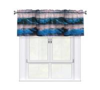 Rideau jacquard élégant avec imprimé coucher de soleil et lever de soleil avec vagues de mer, 137,2 x 45,7 cm, pour cuisine, salle de bain