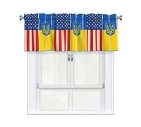 Rideau jacquard imprimé USA et Ukraine élégant 137 x 45 cm pour cuisine salle de bain