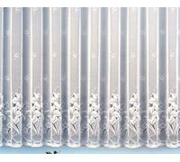 Rideau Jacquard Store avec Bande de Plomb pour Une Belle Affaire - Blanc - Motif Floral - avec Ruban fronceur - 160 x 900 cm - pour fenêtre de 300 à 370 cm de Haut - À Suspendre - Typ43