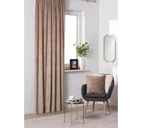 Rideau large décoratif en velours avec ruban BILO taupe 200x245 cm ou 200x260 cm (prix pour 1 pièce) MyBestHome Taille : 200x245 cm