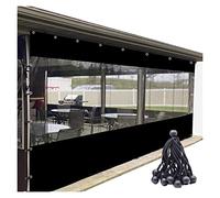 Rideau latéral transparent imperméable à œillets pour tonnelle - 4,60 x 2,50 m - Noir - Pour terrasse, jardin et pergola de rangement