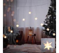 Rideau LED avec étoiles 3D - blanc chaud - 9 étoiles