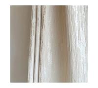 Rideau Lin Rideau luxueux en chenille crème, occultant, jacquard grain de bois, for salon, chambre à coucher, bureau, fenêtre(MULTIFUNCTION TAPE_1 PANEL W132XH213CM)