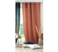 Douceur d'Intérieur Rideau LINETTE coton lavé à œillets Orange 135 x 240 cm