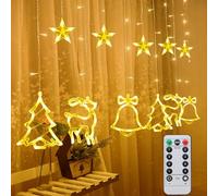 Rideau Lumineux 120 LED Sapins de Noël Orignal Cloches, 8 Modes Guirlande Lumineuse Étanche Extérieur, Décoration pour Fenêtre Mariage Noël Chambre