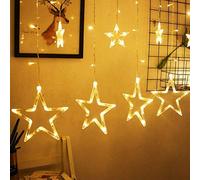 Rideau Lumineux à LED de Noël - 2,5 m - Guirlande Lumineuse Intérieure Avec Piles + Éclairage USB - Pour Fenêtre, Balcon, Fête, 2 Modes, Blanc Chaud [Classe Énergétique