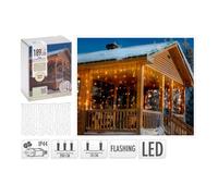 ECD Germany Rideau Pendant Lumineux à LED, PVC Noir 2m, 200 LED Blanc Chaud, Chaîne