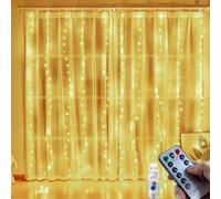 Rideau Lumineux de Noël, 3 x 3 m, 300 LED Guirlande Lumineuse, 8 Modes,Télécommande, Minuterie,Alimenté par USB,Rideau Lumineux étanche IP65 pour Noël, Fêtes, Mariages, Fenêtres,Intérieur,Extérieur