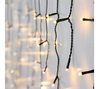 Rideau lumineux en forme de pluie de glace - Blanc chaud - 3 m - Avec prise - 90 LED - Guirlande lumineuse stalactite avec 20 fils lumineux - Décoration de Noël, de l'Avent, de jardin