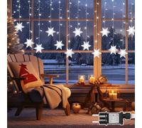 Rideau lumineux Flocons de neige 1,8 m 94 LED Guirlande lumineuse Fenêtre Intérieur Noël avec minuterie 8 modes Fonction mémoire, rideau lumineux Connectable IP44 pour extérieur Balcon (Blanc)