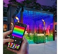 Rideau lumineux LED intelligent DIY avec télécommande/application, dynamique, 400 LED RVB, 2 m x 2 m, changement de couleur, pour Noël, fête, décoration intérieure et extérieure
