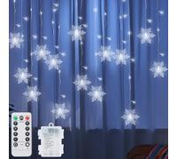 Rideau Lumineux Noël, 96 LED Flocon de Neige Guirlande Lumineuse, 8 Modes Extérieur Étanche, Décoration pour Chambre Fenêtre Mariage