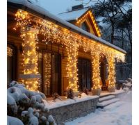 Rideau Lumineux Noel Exterieur Interieur,15M 600 LED Guirlande Lumineuse,Etanche IP44、8 Modes，LED Guirlande de Noel，Lumineuse LED Noël Décoration pour Décoration Fenêtre Noël Anniversaire Mariage Fête