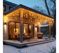 Rideau Lumineux Noel Exterieur Interieur,5M 200 LED Guirlande Lumineuse,Etanche IP44、8 Modes，LED Guirlande de Noel，Lumineuse LED Noël Décoration pour Décoration Fenêtre Noël Anniversaire Mariage Fête