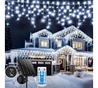 Rideau Lumineux Noel Exterieur, Solaire and Rechargeable, 25m 660 LED Étanche IP65, 8 modes et minuterie et mémoire - Éclairage de Noël extérieur pour Décoration de Balcon Jardin Fête - Blanc