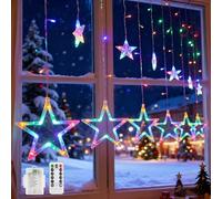 Rideau lumineux pour fenêtre - Étoiles de Noël - 2,5 m - 138 LED - Rideau lumineux avec 8 modes et télécommande - Guirlande lumineuse pour fenêtre