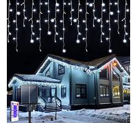 Rideau Lumineux Solaire Noel Extérieur, 7m LED Guirlande Lumineuse Rideaux avec télécommande 8 Modes Étanche Décoration pour Fenêtre,Noël,Mariage,Anniversaire, Intérieur Maison,Jardin, Blanc froid
