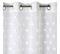 Rideau lumineux sur œillets avec pompons STELLA 140X250 blanc