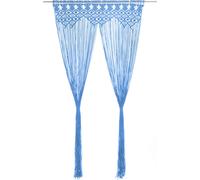 Rideau macramé bleu 140x240 cm coton