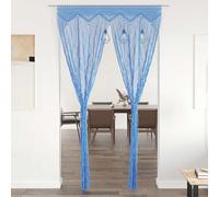 Rideau macramé bleu 140x240 cm coton
