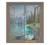 Rideau Magnétique Anti-Insectes 40 x 55 cm Installation Facile Sans Percer Moustiquaire Extensible en Maille de Fibre de Verre pour Fenêtre Empêche Les Insectes, Gris