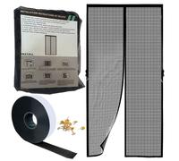 Rideau magnétique CT pour porte de terrasse 220 x 195 cm, noir, facile à installer, fermeture magnétique, protection contre les insectes, tailles polyvalentes pour la maison et l'entrepôt